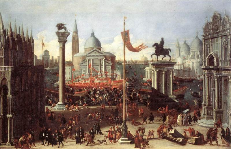 HEINTZ, Joseph the Younger Imaginary Scene with Venetian Buildings sg France oil painting art